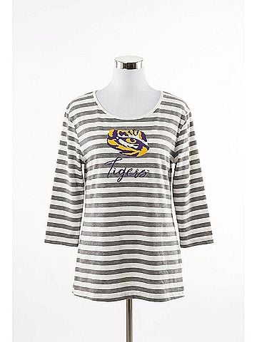 Gameday couture Lsu Stay A While Top in White/Grey (view 1)