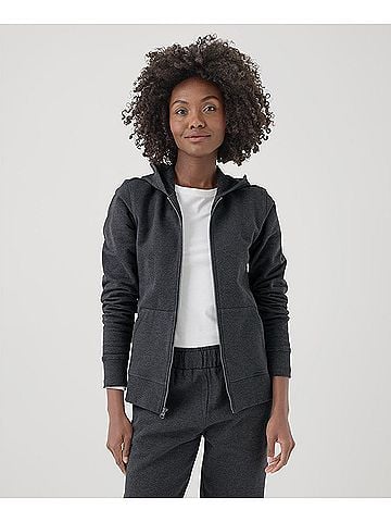 Pact Charcoal Heather Cloud Brushed Fleece Zip Hoodie (view 2)