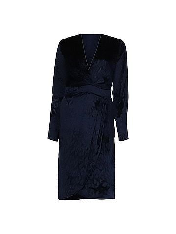 Gucci Gucci Leopard Pattern Faux Wrap Dress in Navy Blue Velvet (view 1)