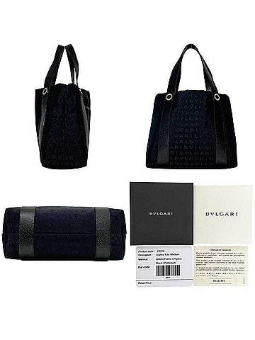 Bvlgari Bulgari Tote Bag Mania 26494 BVLGARI Canvas Leather Black Women's (view 2)