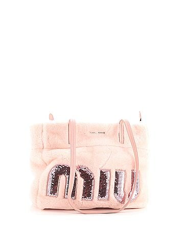 Miu Miu Logo Shopper Tote Sequin Embellished Shearling (view 1)
