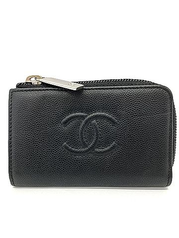 Chanel Chanel Caviar Skin L-shaped Coin Case with Coco Mark, Black (view 1)