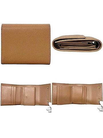 Céline Celine Trifold Wallet 10B573BEL W-IE-2270 CELINE Leather Beige Women's (view 2)