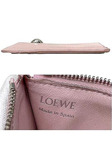 Loewe Loewe coin case, purse, card holder, Pebble design, CANBZ40X01 522349, LOEWE leather, pink, women's, L-shaped. (view 2)