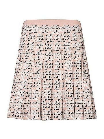 Tory Burch Monogram Pleated Viscose Skirt (view 2)