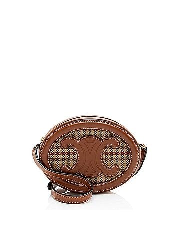 Céline Celine Houndstooth Calfskin Triomphe Oval Small Crossbody (view 1)