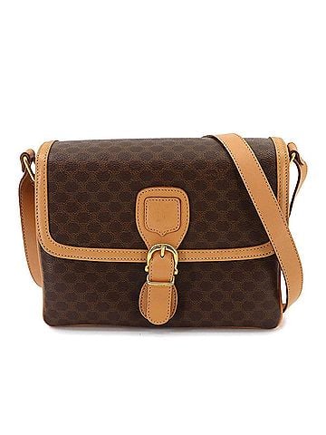 Céline Celine Macadam Shoulder Handbag, Leather, Brown, Gold Hardware (view 1)