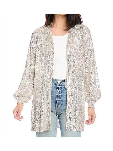 Fifteen Twenty Sequin Blouson Duster in Champagne (view 2)