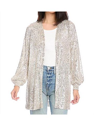 Fifteen Twenty Sequin Blouson Duster in Champagne (view 2)