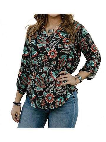 Sterling Kreek Prairie Bloom Top in Turquoise (view 2)