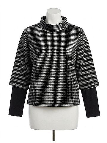 Tribal Mock Neck Shirt in Charcoal (view 1)