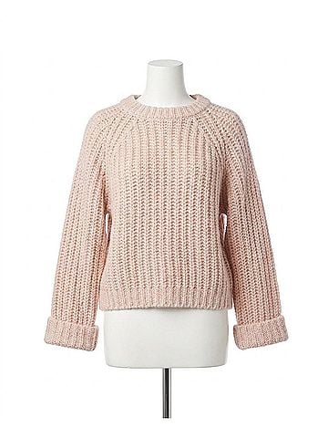 Papillon Chunky Cropped Sweater With Tulip Back in Rose (view 1)