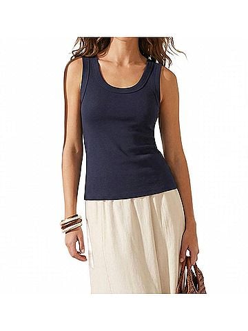 Fifteen Twenty Scoop Neck Tank Top in Navy (view 2)