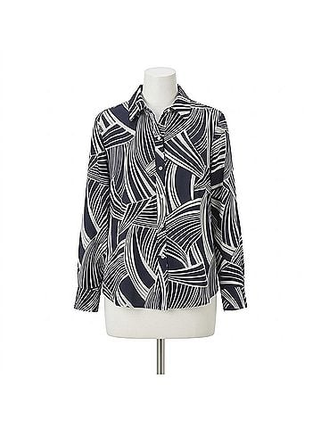 Lyssé Women's Parker Button Down Shirt in Black/White (view 1)
