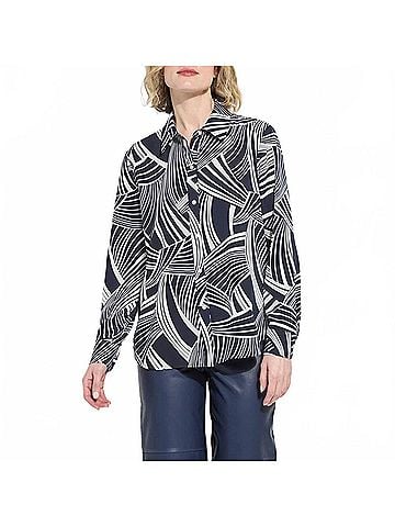 Lyssé Women's Parker Button Down Shirt in Black/White (view 2)