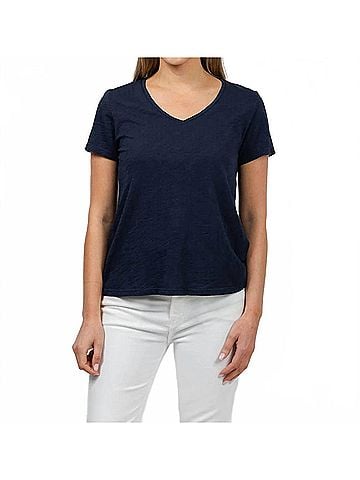 Elliott Lauren Short Sleeve V-Neck Tee in Navy (view 2)