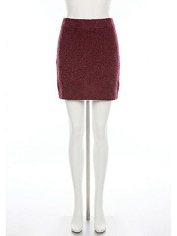 Sadie & Sage Crosby Fuzzy Mini Skirt in Berry Mauve (view 1)