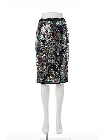 Current Air Abstract Pull-On Midi Skirt in Metallic (view 1)