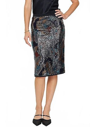 Current Air Abstract Pull-On Midi Skirt in Metallic (view 2)