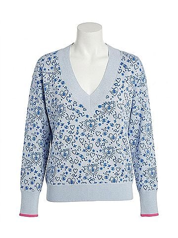 WISPR Women's Doodle V Sweater in Frost Blue (view 1)