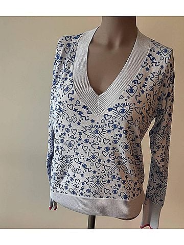 WISPR Women's Doodle V Sweater in Frost Blue (view 2)