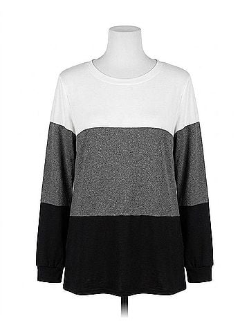 YOU & ME Long Sleeve Sweater in Black/Grey (view 1)