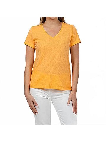 Elliott Lauren Short Sleeve V-Neck Tee in Creamsicle (view 2)