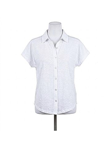 Elliott Lauren Bella Button Front Tee in White (view 1)