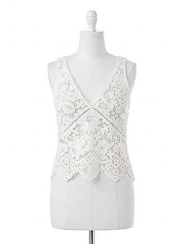 Generation Love Sam Lace Tank Top in White/Beige (view 1)