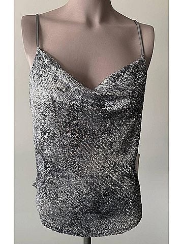 Fifteen Twenty Women's Sequin Snake Cami Top in Silver (view 2)