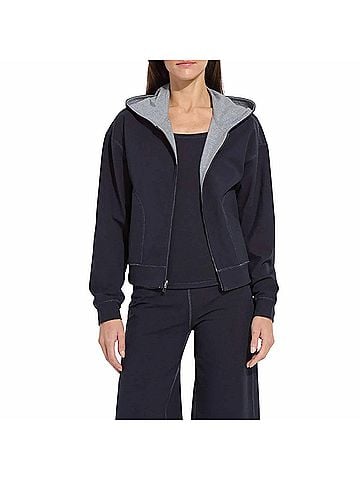 Lyssé Women's Jovie Reversible Hoodie in True Navy/Grey Melange (view 2)