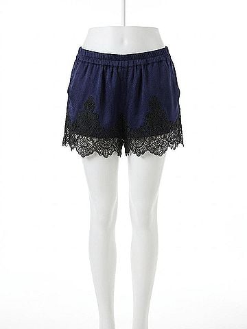 Generation Love Lana Combo Hammered Satin Shorts in French Navy/Black (view 1)