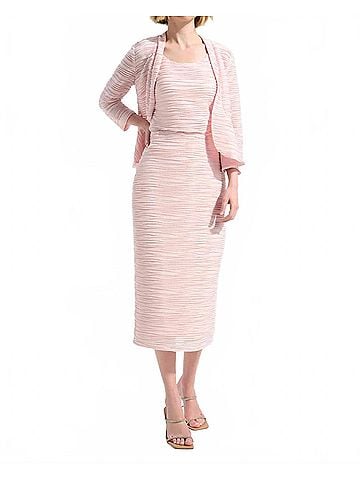 Joseph Ribkoff Textured High Waist Pencil Skirt in Petal Pink (view 2)