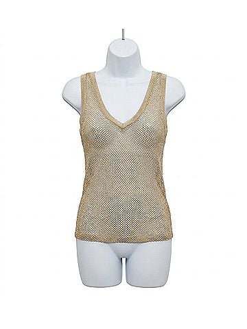 Generation Love Harley Mesh Tank Top in Pale Gold (view 1)
