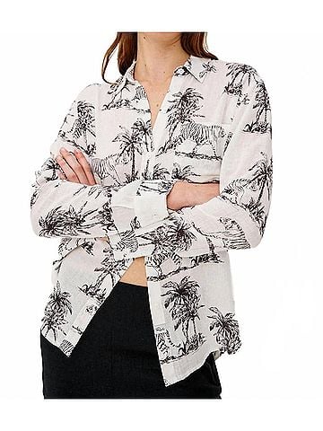 Rails Charli Button-Up Shirt in Ivory Bengal (view 2)