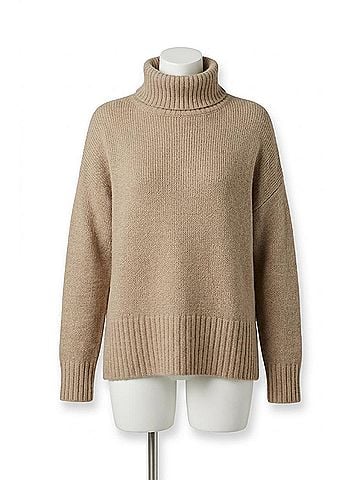 Fifteen Twenty Long Sleeve Turtleneck Sweater in Oat (view 1)