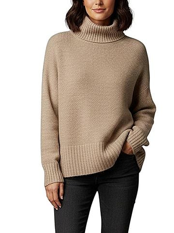Fifteen Twenty Long Sleeve Turtleneck Sweater in Oat (view 2)