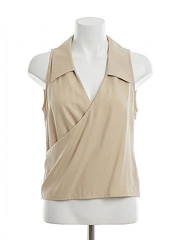 Fifteen Twenty Women's Sleeveless Wrap Crop Top in Ecru (view 1)