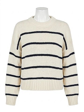 Fifteen Twenty Crewneck Stripe Sweater in Cream (view 1)