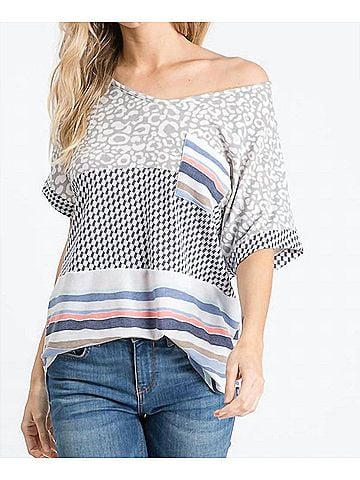 7th Ray Women's Off The Shoulder Top in Navy (view 2)