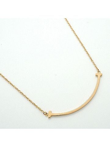 Tiffany & Co. Tiffany &amp; Co. T Smile Small Necklace, 18K Pink Gold, Women's (view 2)