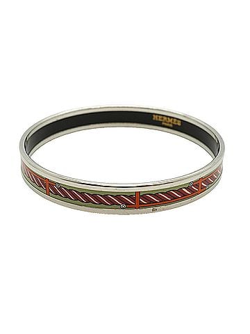 Hermès Hermes Bangle Email PM Metal Cloisonné Enamel Silver Green Multicolor Women's (view 1)