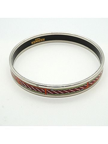 Hermès Hermes Bangle Email PM Metal Cloisonné Enamel Silver Green Multicolor Women's (view 2)
