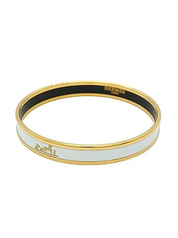 Hermès Hermes Bangle Email PM GP Plated Cloisonné Gold White Women's (view 1)