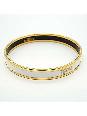 Hermès Hermes Bangle Email PM GP Plated Cloisonné Gold White Women's (view 2)