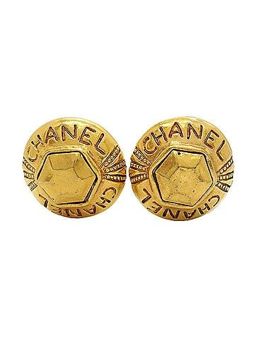 Chanel Chanel Earrings, Circle Design, GP Plated Gold, Women's (view 1)