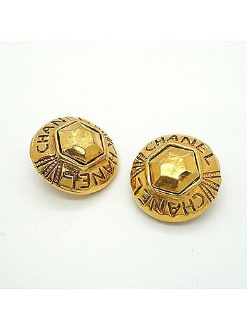 Chanel Chanel Earrings, Circle Design, GP Plated Gold, Women's (view 2)