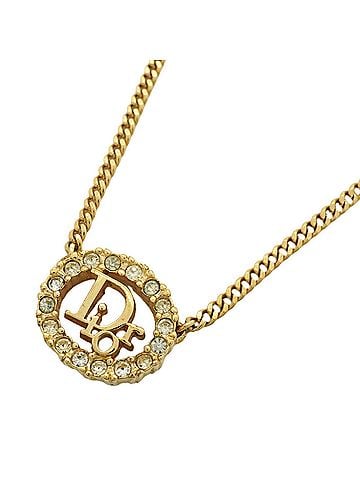 Christian Dior Christian Dior Necklace, Oval, GP Plated, Rhinestone, Gold, Women's (view 1)