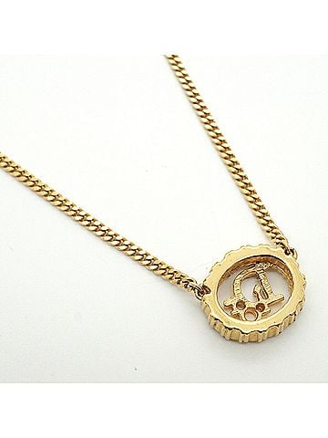 Christian Dior Christian Dior Necklace, Oval, GP Plated, Rhinestone, Gold, Women's (view 2)
