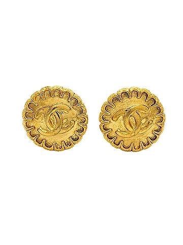 Chanel Chanel Earrings, Coco Mark Circle, GP Plated Gold, Women's (view 1)